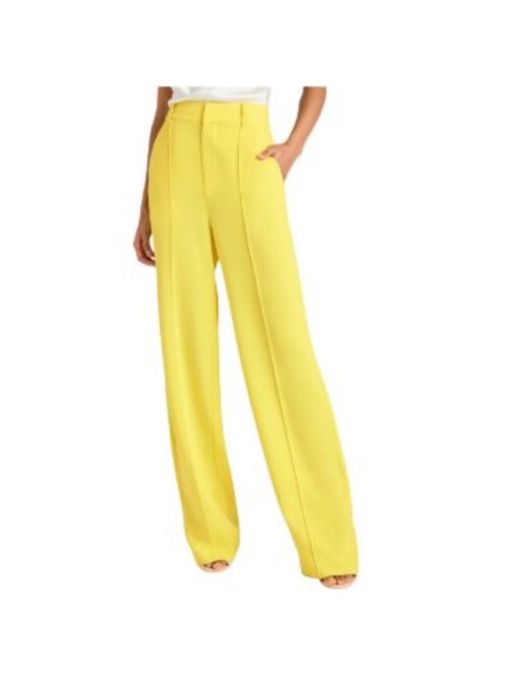 cinq a sept Lemon Yellow Wide-Leg High-Rise Trousers